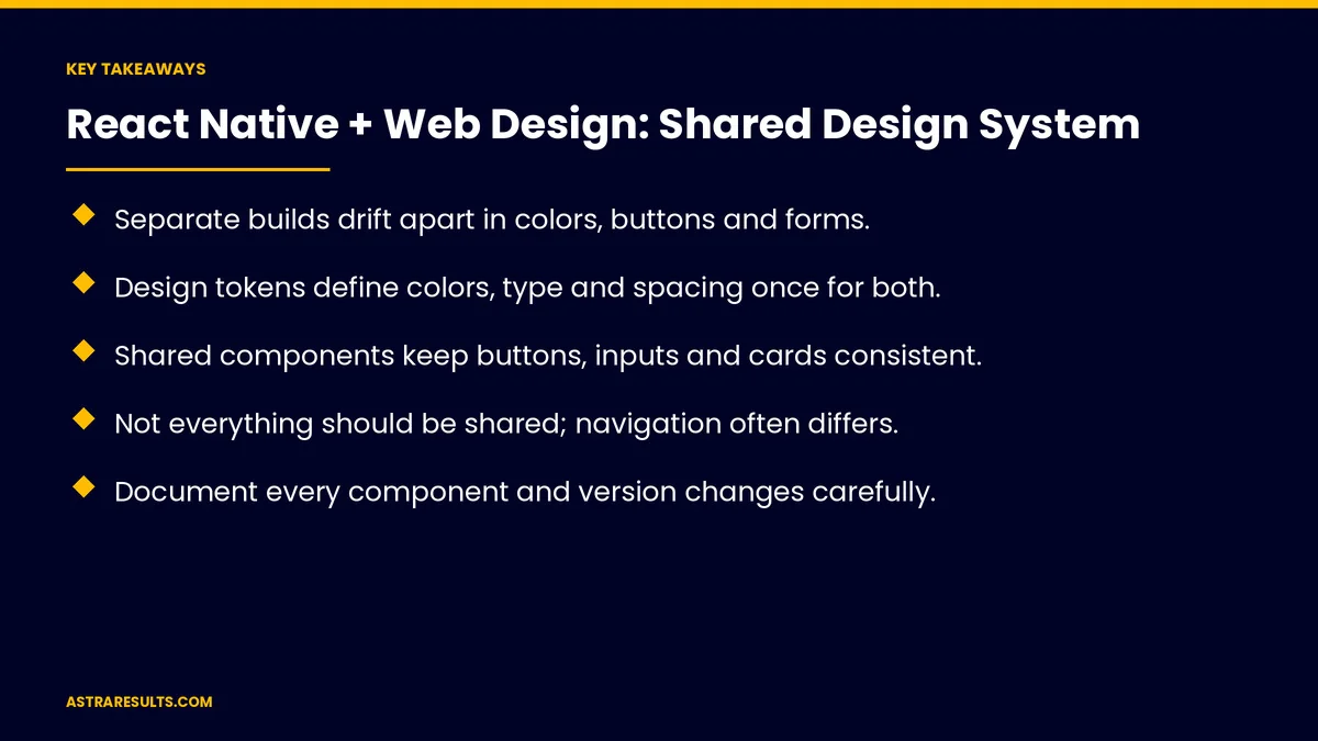 Key takeaways from "React Native + Web Design: Shared Design System" &mdash; Astra Results Marketing
