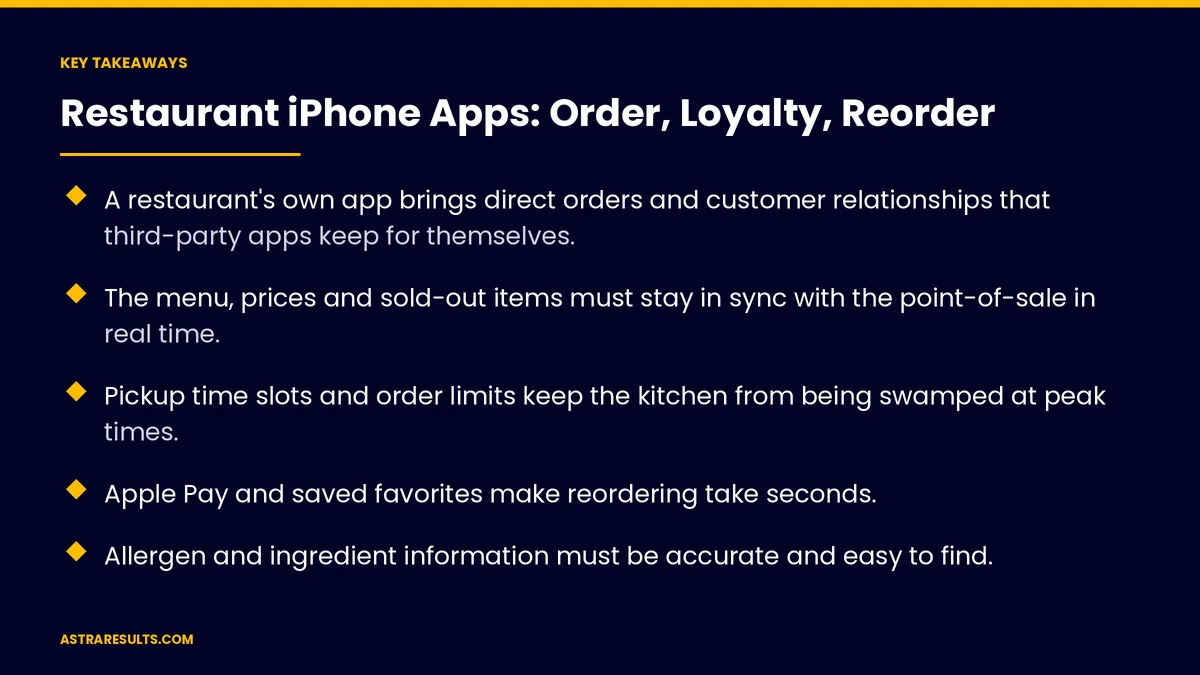 Key takeaways from "Restaurant iPhone Apps: Order, Loyalty, Reorder" &mdash; Astra Results Marketing