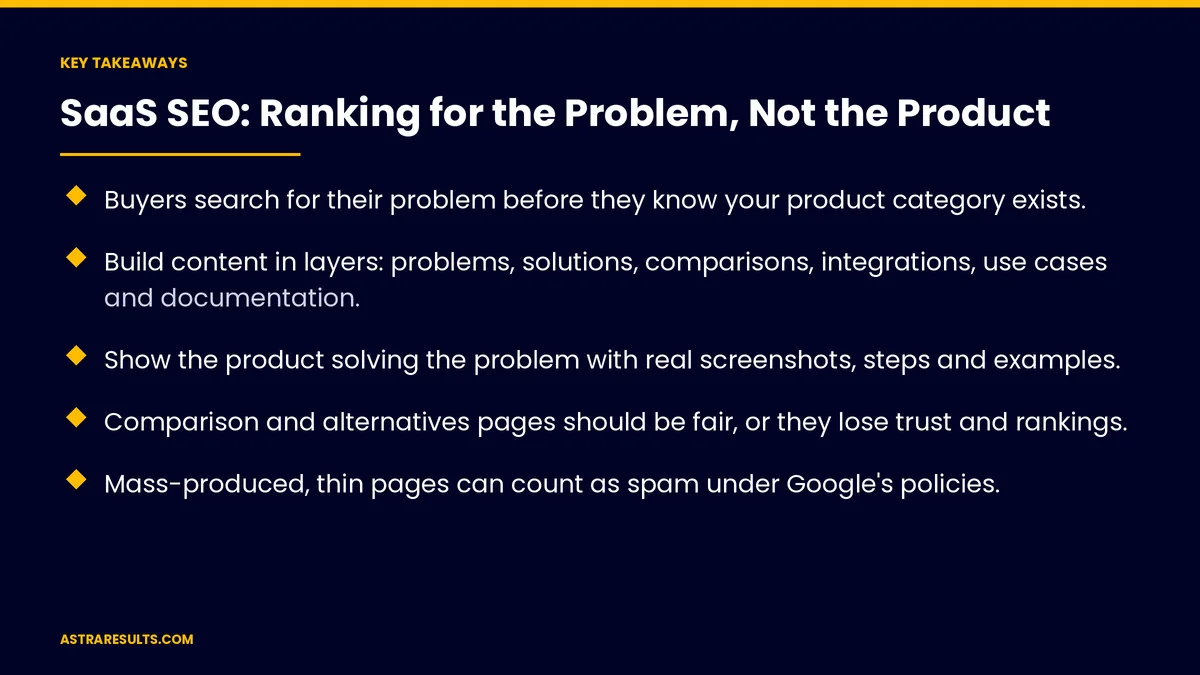 Key takeaways from "SaaS SEO: Ranking for the Problem, Not the Product" &mdash; Astra Results Marketing