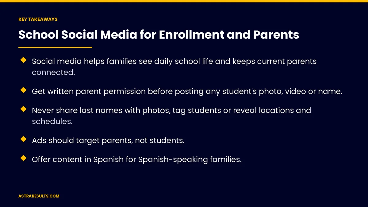 Key takeaways from "School Social Media for Enrollment and Parents" &mdash; Astra Results Marketing