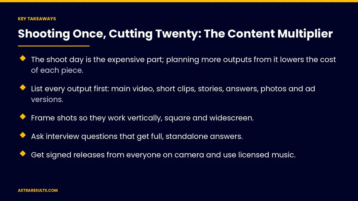Key takeaways from "Shooting Once, Cutting Twenty: The Content Multiplier" &mdash; Astra Results Marketing