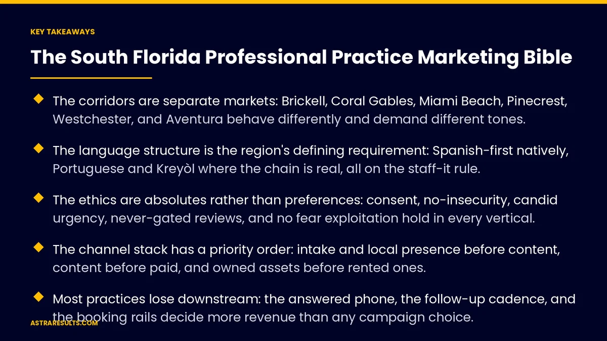 Key takeaways from "The South Florida Professional Practice Marketing Bible"