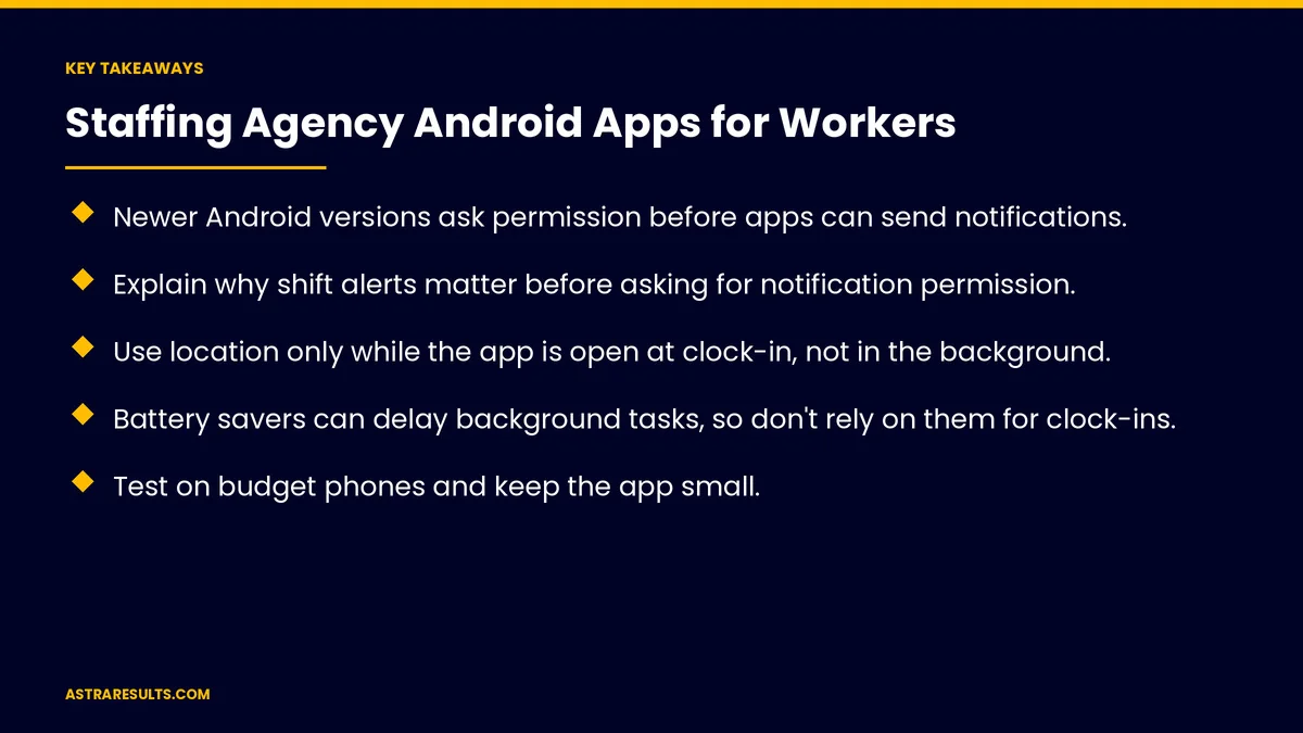 Key takeaways from "Staffing Agency Android Apps for Workers" &mdash; Astra Results Marketing