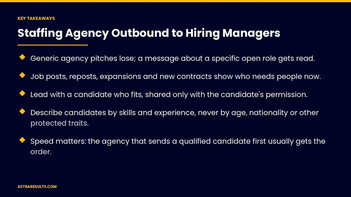 Key takeaways from "Staffing Agency Outbound to Hiring Managers" &mdash; Astra Results Marketing