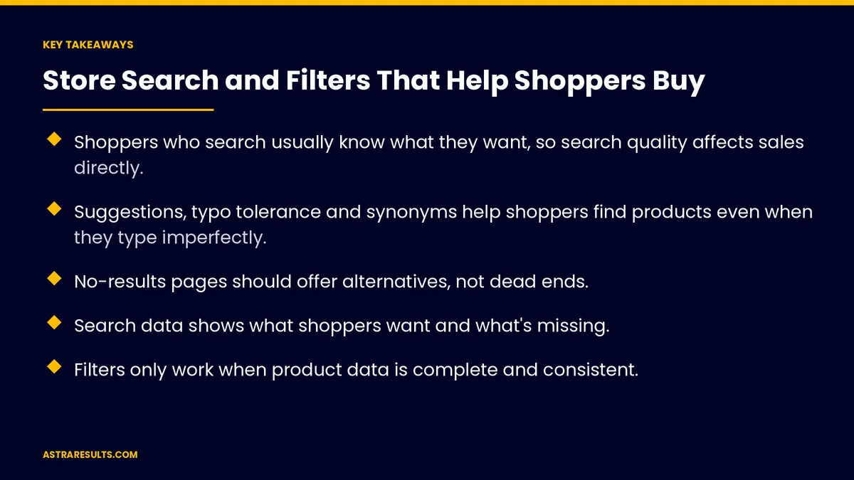 Key takeaways from "Store Search and Filters That Help Shoppers Buy" &mdash; Astra Results Marketing