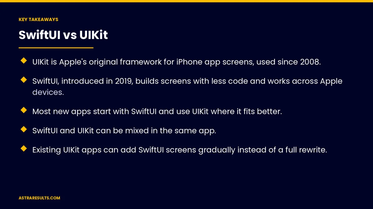 Key takeaways from "SwiftUI vs UIKit" &mdash; Astra Results Marketing
