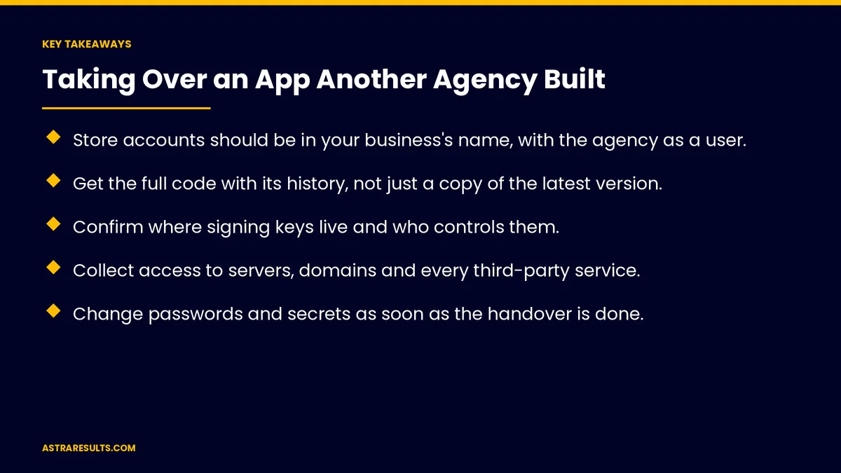 Key takeaways from "Taking Over an App Another Agency Built" &mdash; Astra Results Marketing