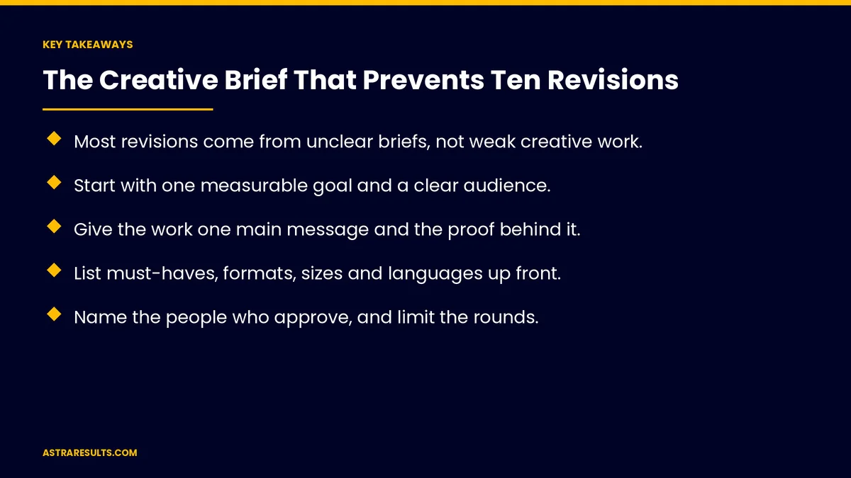 Key takeaways from "The Creative Brief That Prevents Ten Revisions" &mdash; Astra Results Marketing