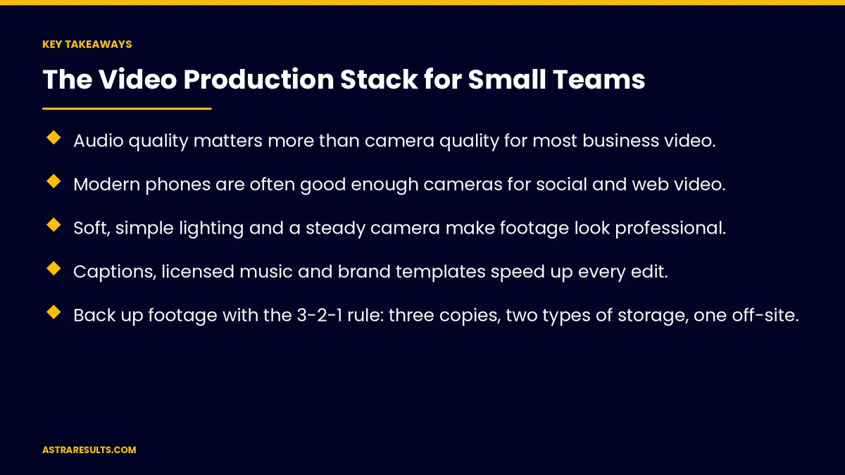 Key takeaways from "The Video Production Stack for Small Teams" &mdash; Astra Results Marketing