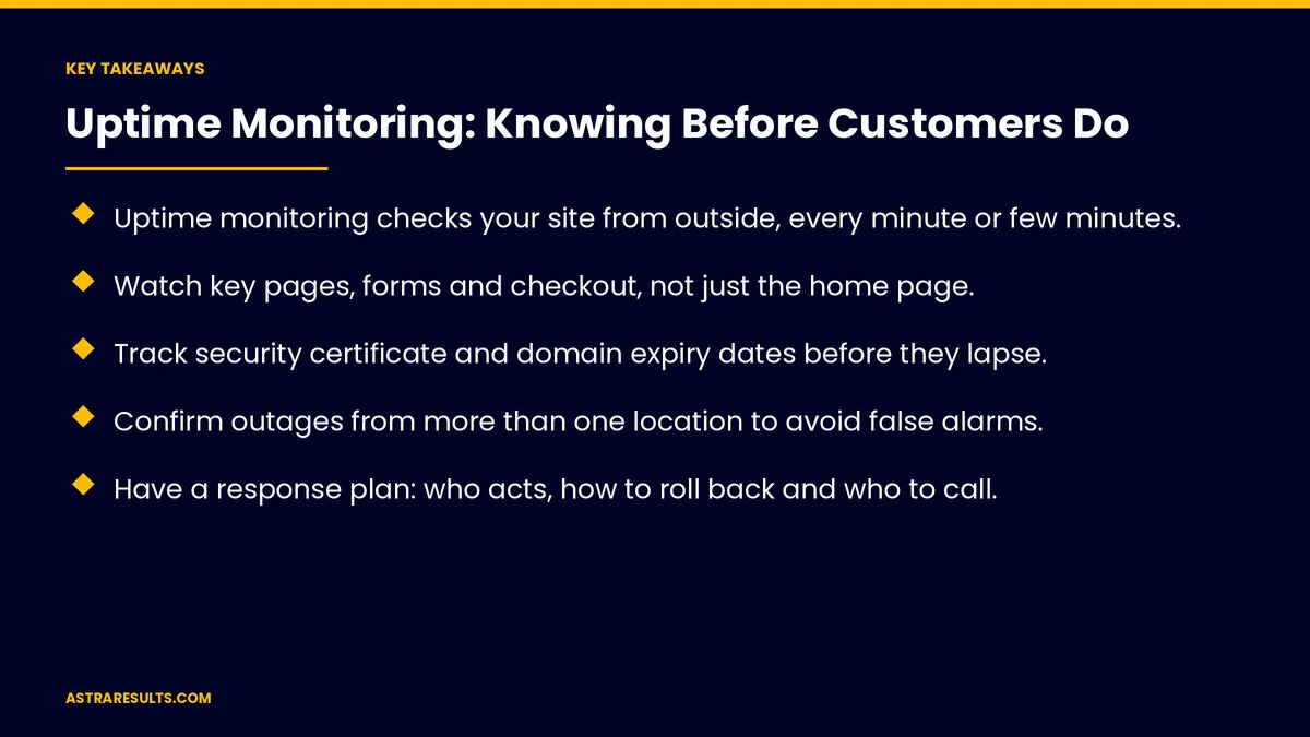 Puntos clave de "Monitoreo de Disponibilidad: Entérate Antes que Tus Clientes"