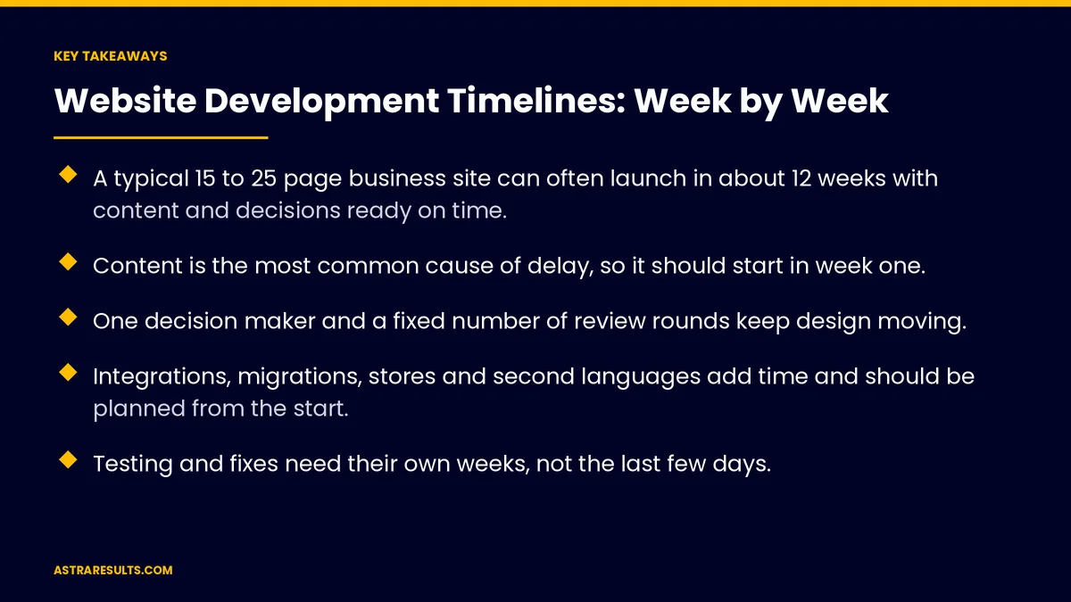 Key takeaways from "Website Development Timelines: Week by Week" &mdash; Astra Results Marketing