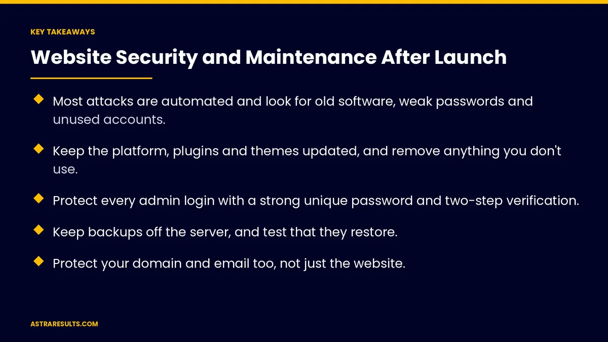 Key takeaways from "Website Security and Maintenance After Launch" &mdash; Astra Results Marketing