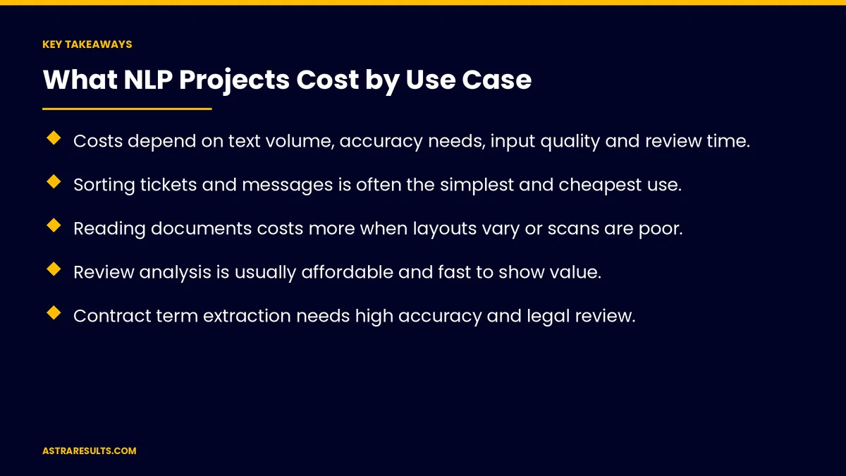 Key takeaways from "What NLP Projects Cost by Use Case" &mdash; Astra Results Marketing