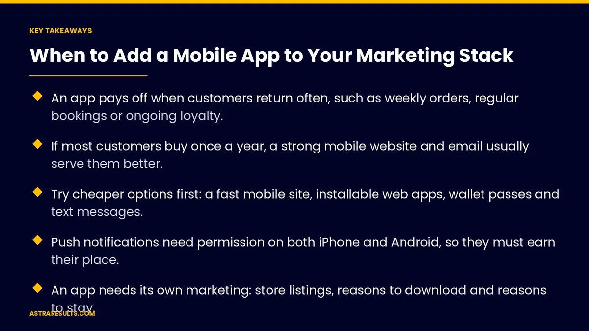 Key takeaways from "When to Add a Mobile App to Your Marketing Stack" &mdash; Astra Results Marketing
