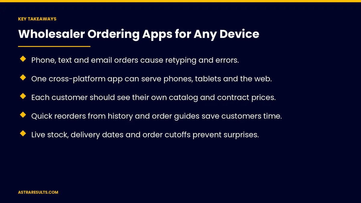 Key takeaways from "Wholesaler Ordering Apps for Any Device" &mdash; Astra Results Marketing