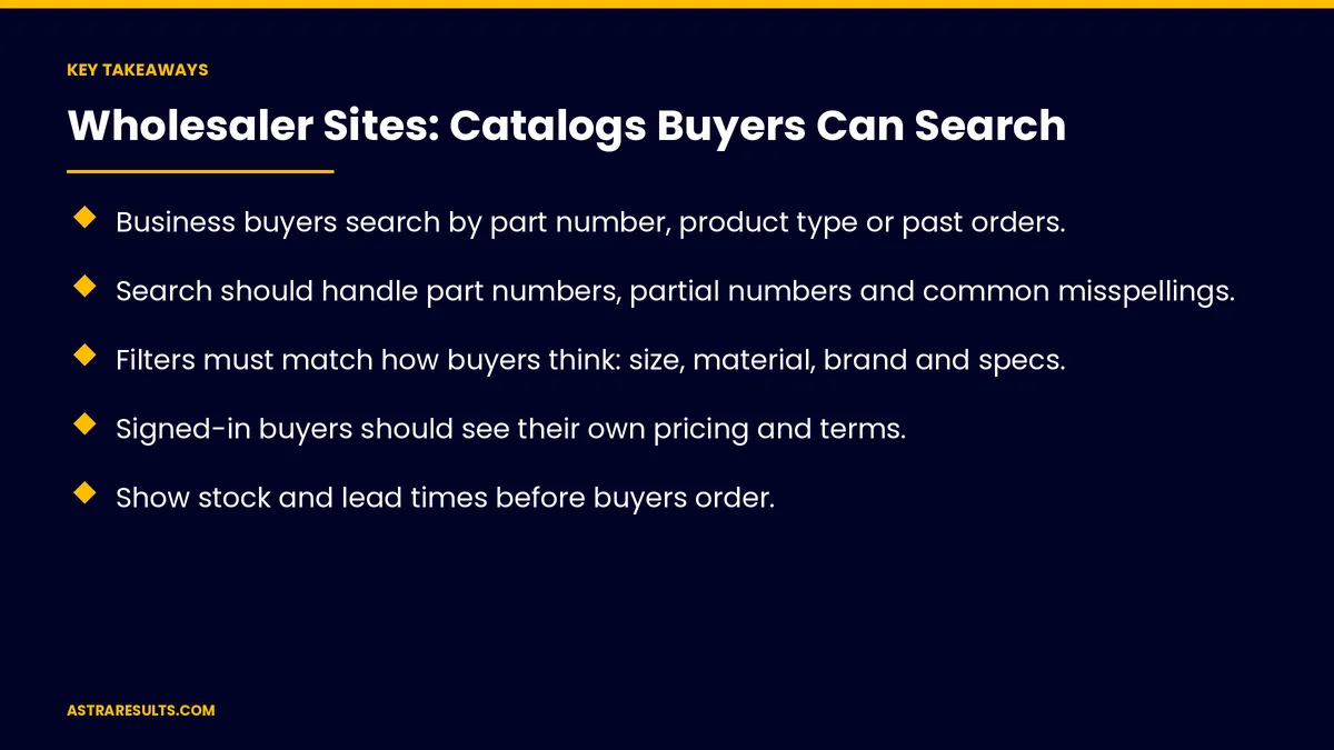 Key takeaways from "Wholesaler Sites: Catalogs Buyers Can Search" &mdash; Astra Results Marketing