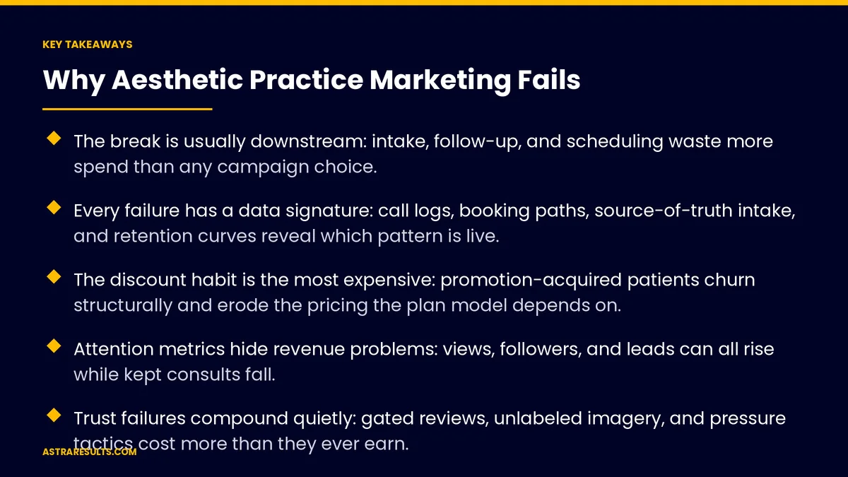 Key takeaways from "Why Aesthetic Practice Marketing Fails" &mdash; Astra Results Marketing