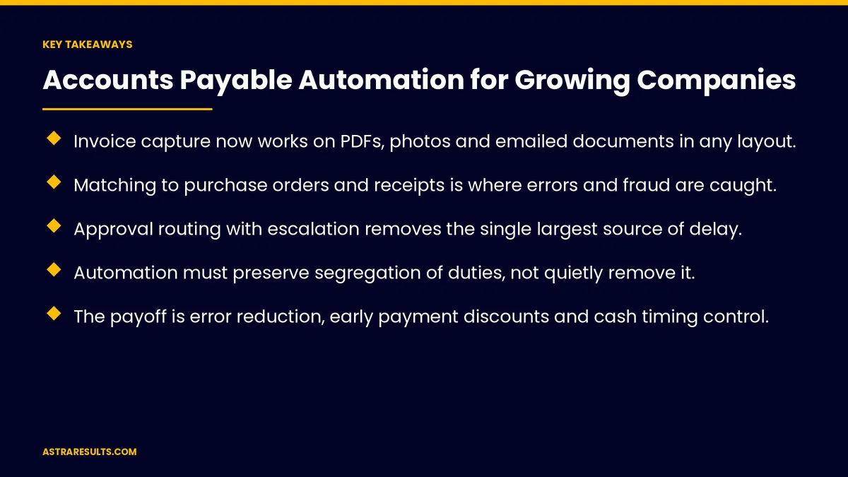 Key takeaways from "Accounts Payable Automation for Growing Companies" &mdash; Astra Results Marketing