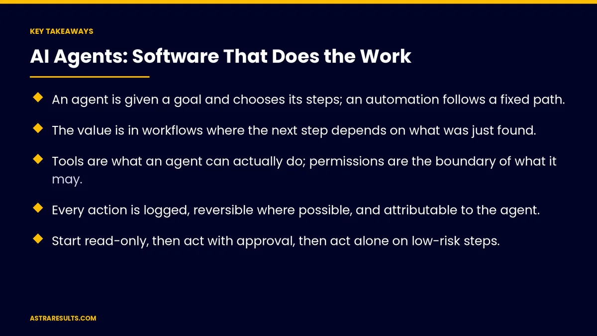 Key takeaways from "AI Agents: Software That Does the Work" &mdash; Astra Results Marketing