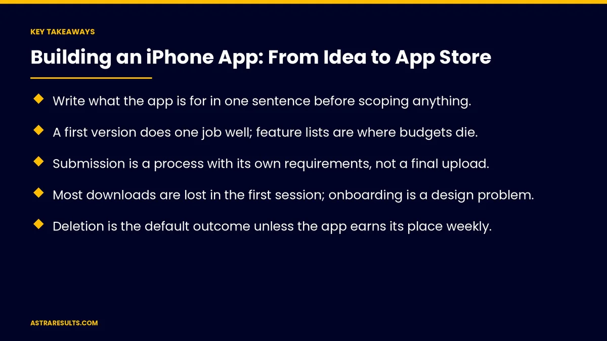 Key takeaways from "Building an iPhone App: From Idea to App Store" &mdash; Astra Results Marketing