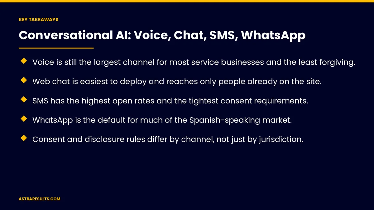 Key takeaways from "Conversational AI: Voice, Chat, SMS, WhatsApp" &mdash; Astra Results Marketing