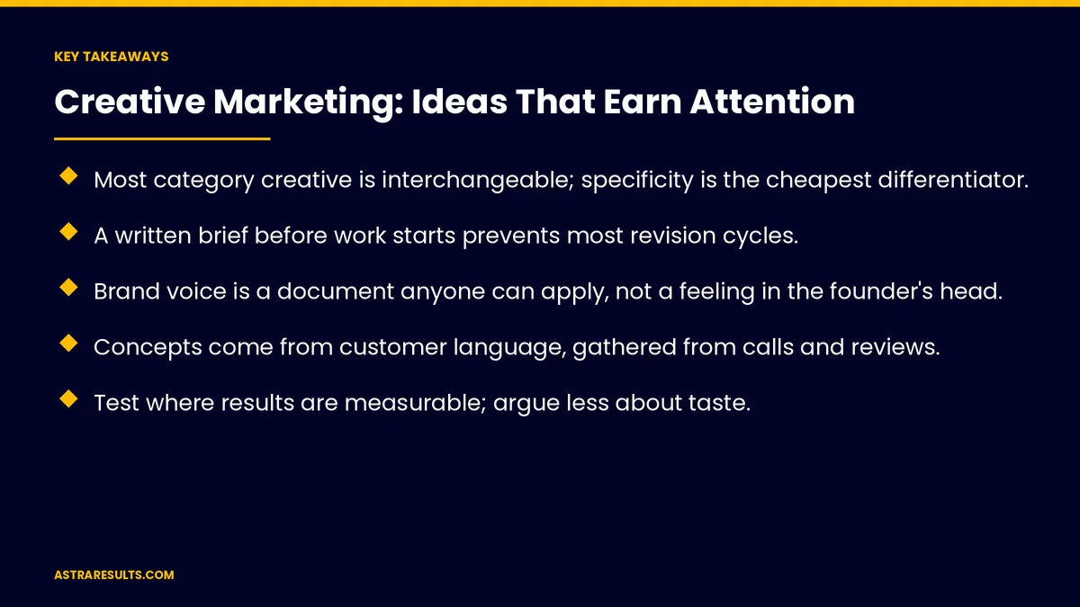 Key takeaways from "Creative Marketing: Ideas That Earn Attention" &mdash; Astra Results Marketing
