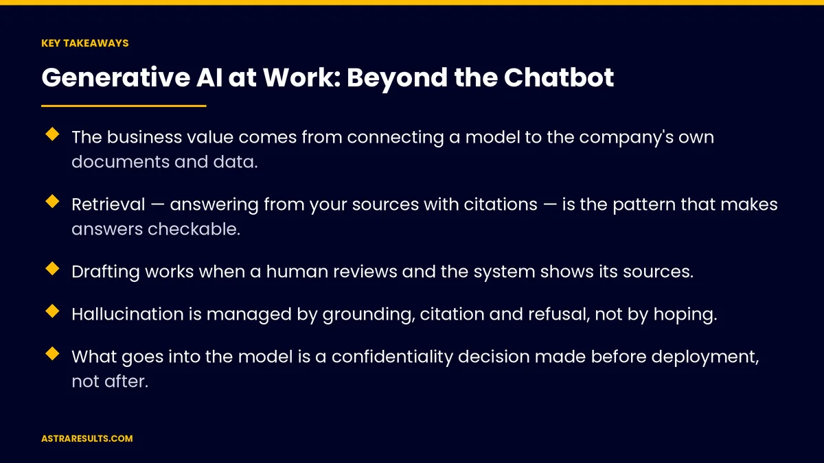 Puntos clave de "IA Generativa en el Trabajo: Más Allá del Chatbot" — Astra Results Marketing