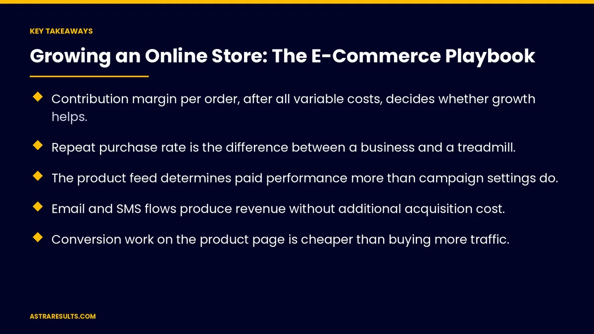 Key takeaways from "Growing an Online Store: The E-Commerce Playbook" &mdash; Astra Results Marketing