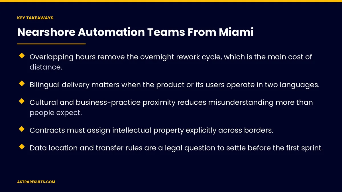 Key takeaways from "Nearshore Automation Teams From Miami" &mdash; Astra Results Marketing
