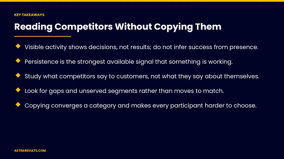 Puntos clave de "Leer a la Competencia sin Copiarla" — Astra Results Marketing